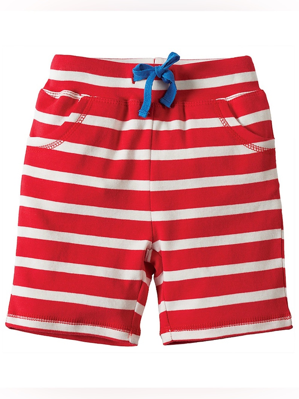 Frugi Little Stripy Shorts - Tomato Breton/Hippo